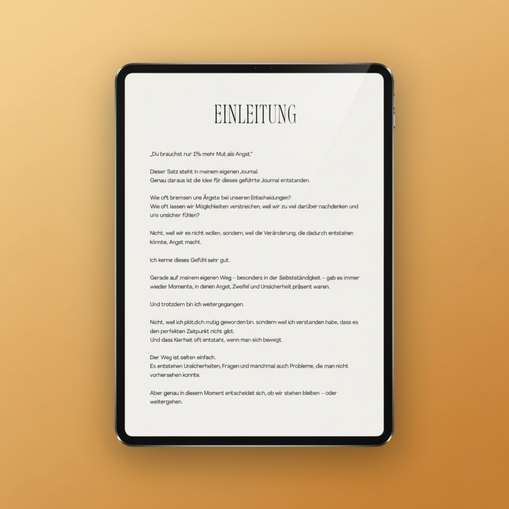 Digitales Journal für den Umgang mit Unsicherheit und Angst auf iPad dargestellt