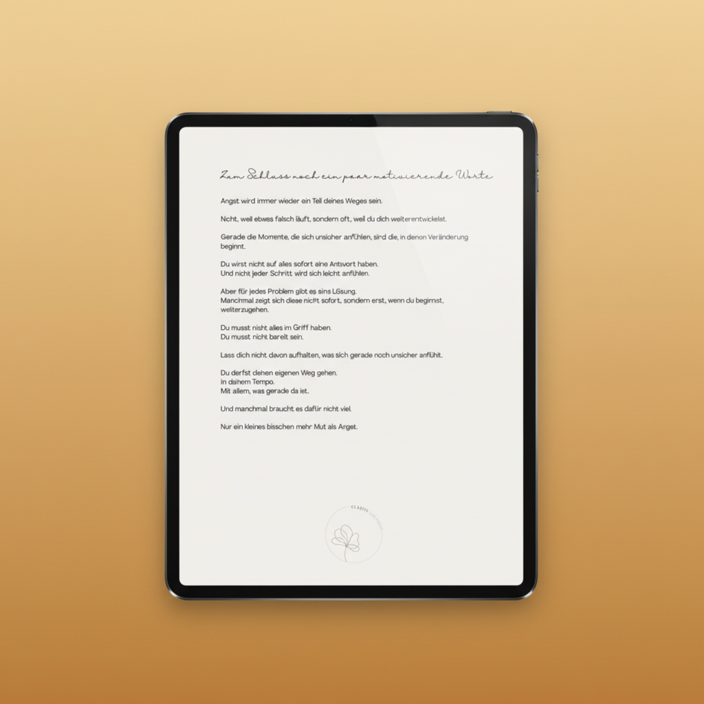 Digitales Journal für den Umgang mit Unsicherheit und Angst auf iPad dargestellt